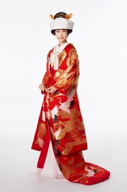 赤地扇面四季草花 | Gallery | Kimono | Hatsuko Endo weddings